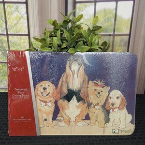 NEW DOG THEMED TEMPERED GLASS CUTTING BOARD